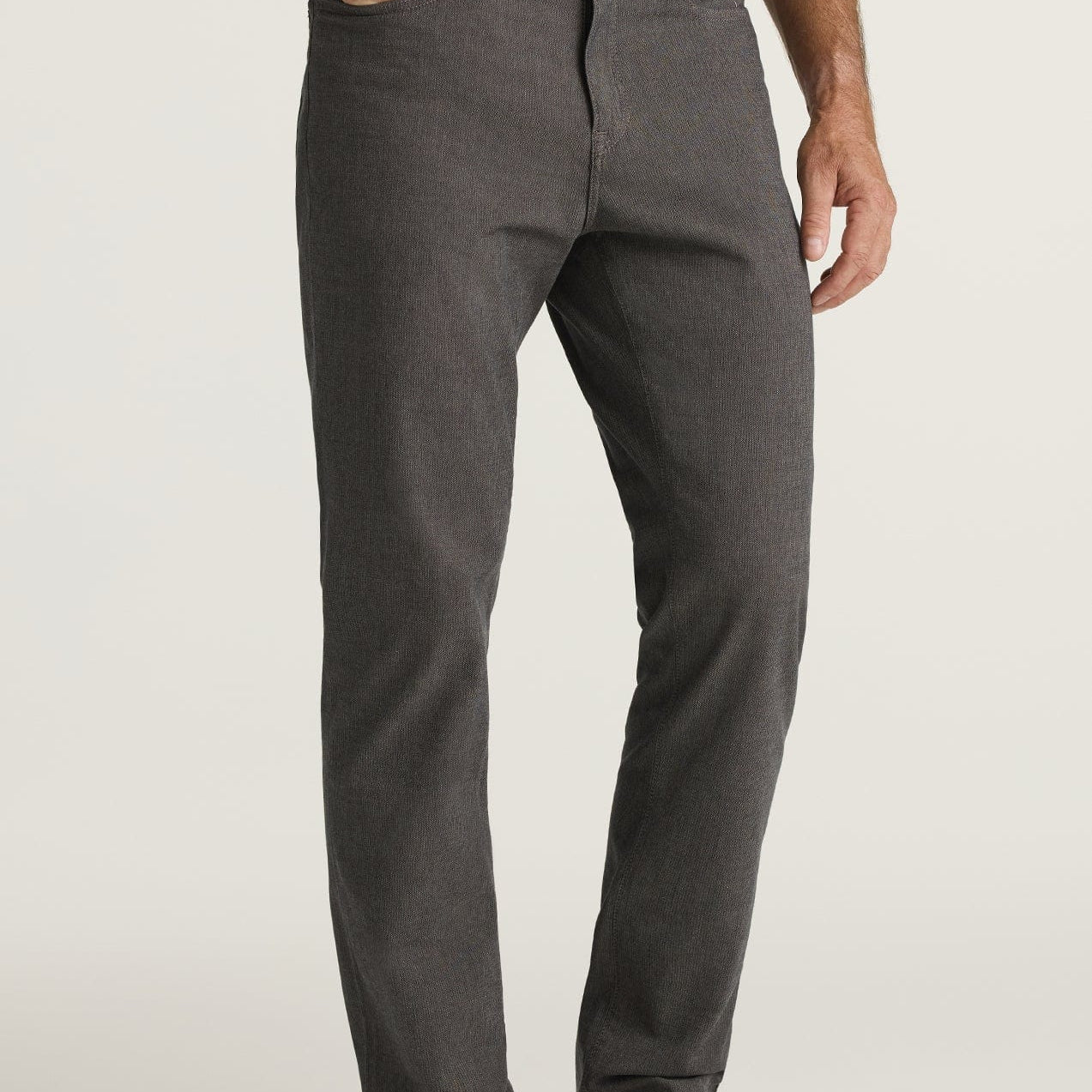34 Heritage 5-Pockets Charisma Relaxed Straight Pants in Grey Herringbone