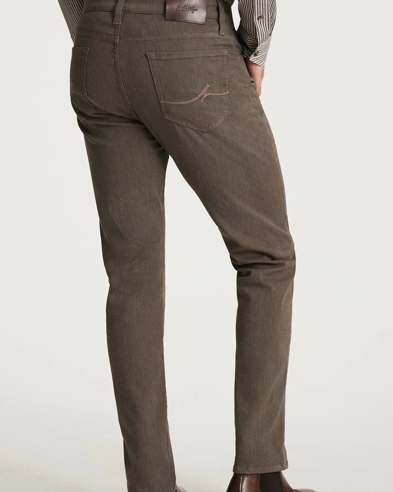 34 Heritage 5-Pockets Courage Straight Leg Pants in Coffee Diagonal