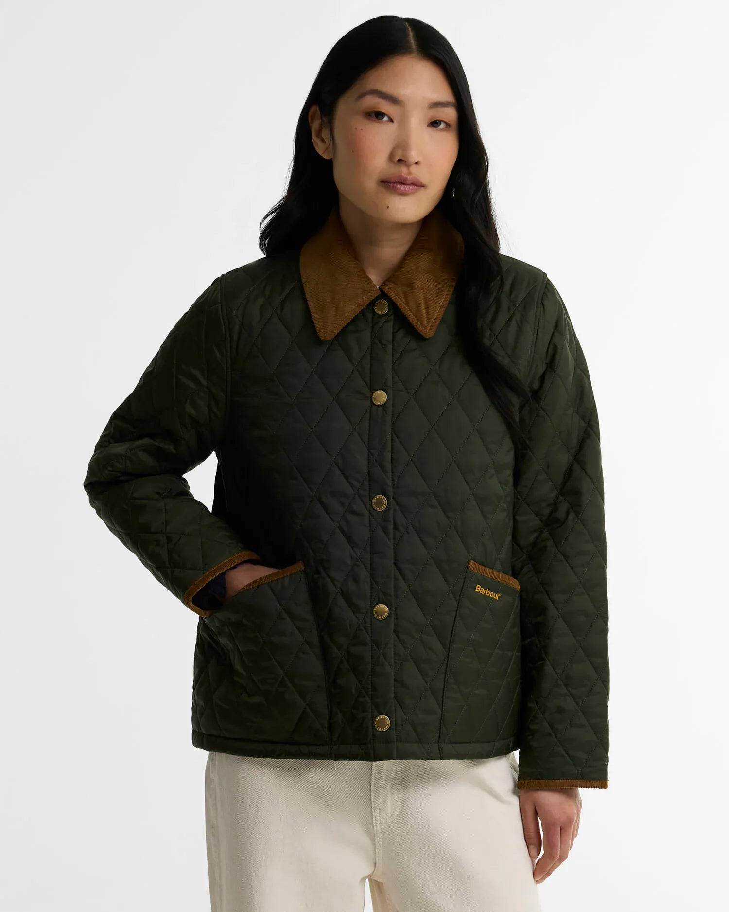 Barbour Icons Cropped Liddesdale Quilted Jacket in Olive