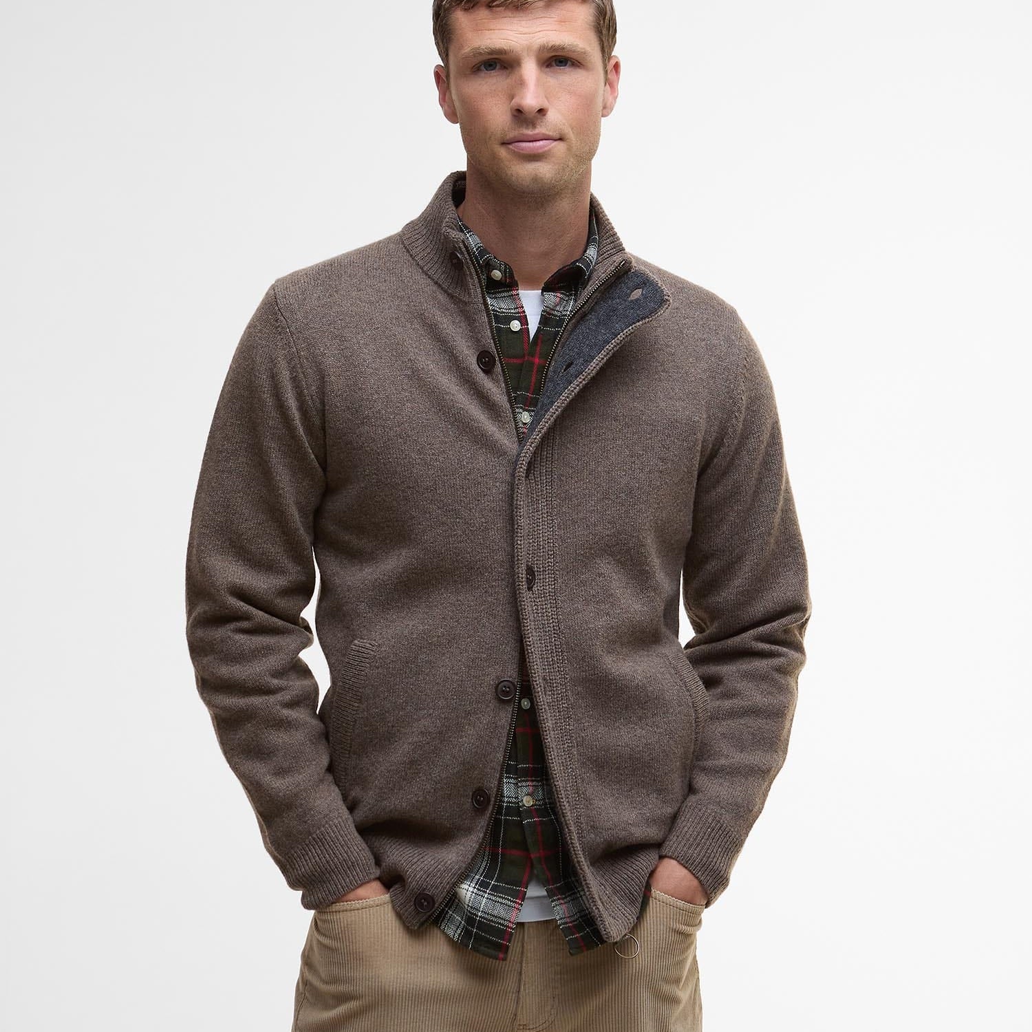 Barbour Sweaters DARK STONE / S Essential Elbow-Patch Cardigan