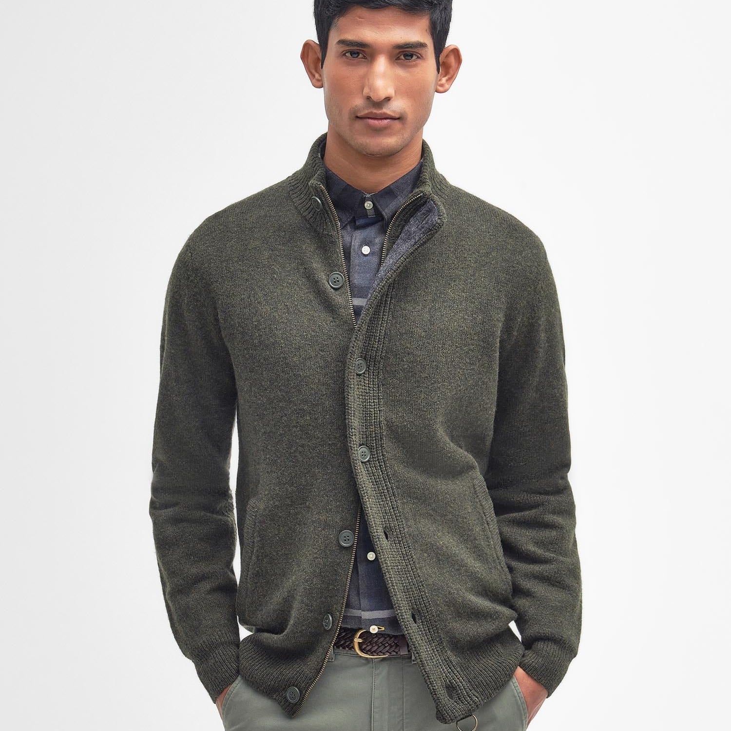 Barbour Sweaters SEAWEED / S Essential Elbow-Patch Cardigan