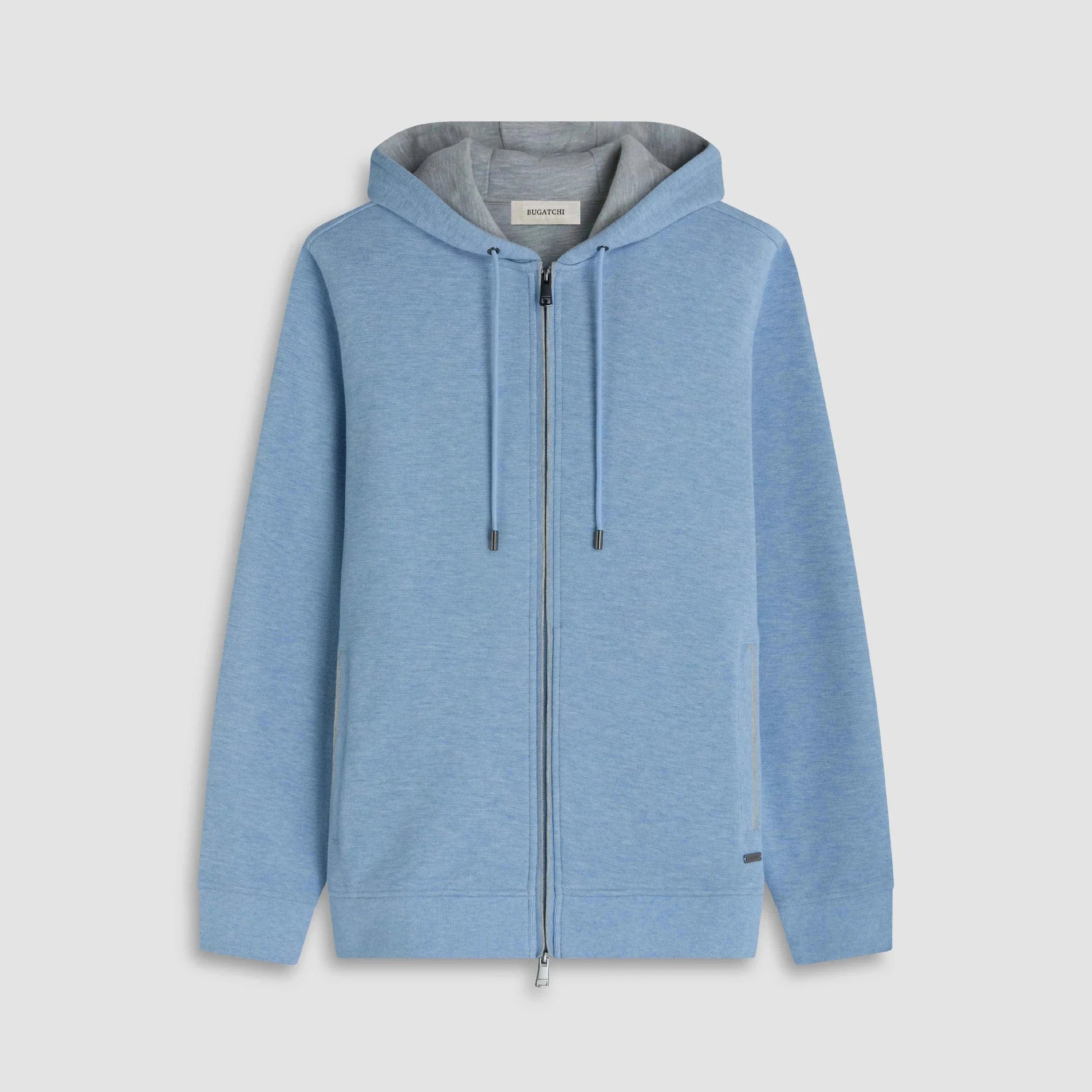 Bugatchi Hoodie Air Blue / S Heathered Pique Full Zip Hoodie