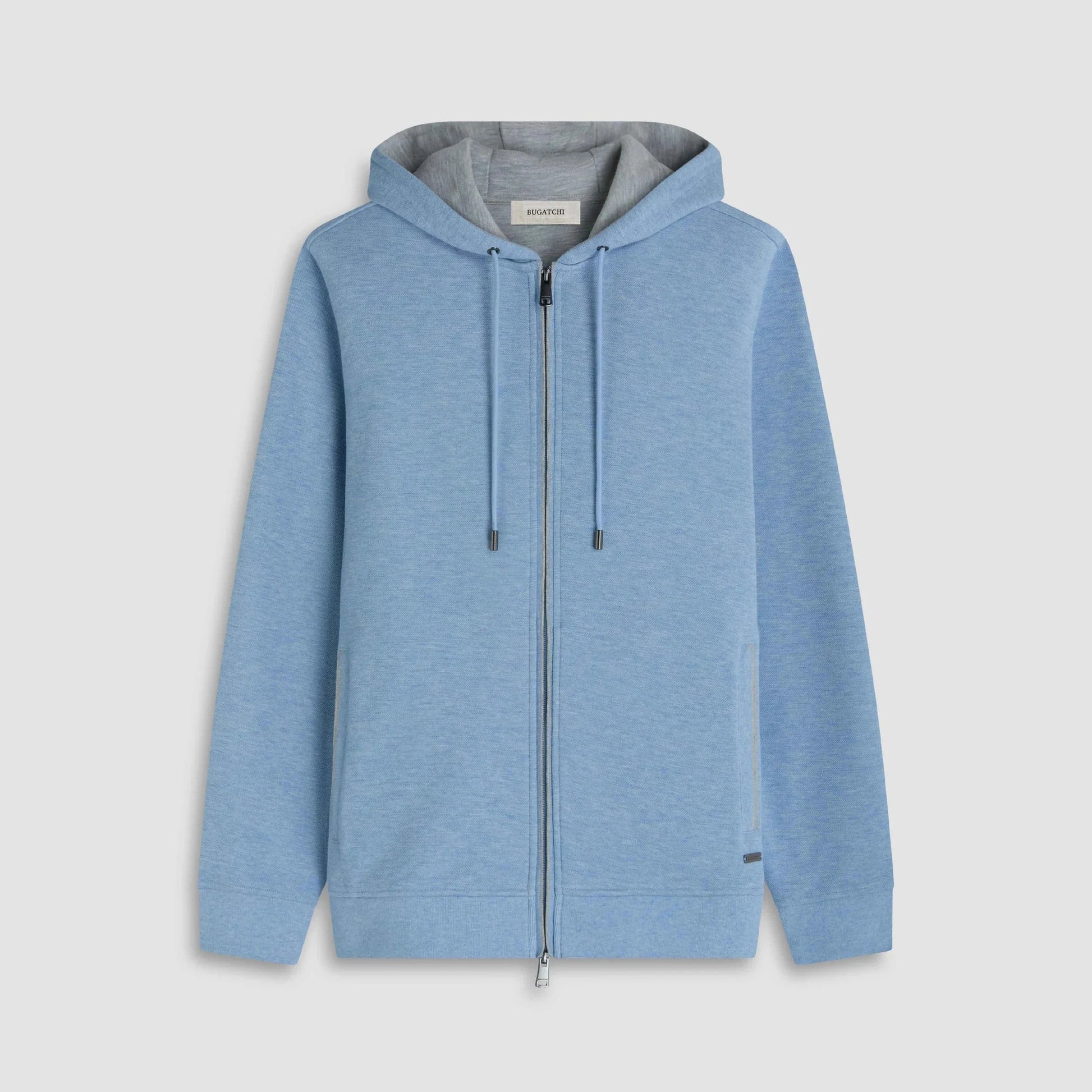 Bugatchi Hoodie Air Blue / S Heathered Pique Full Zip Hoodie