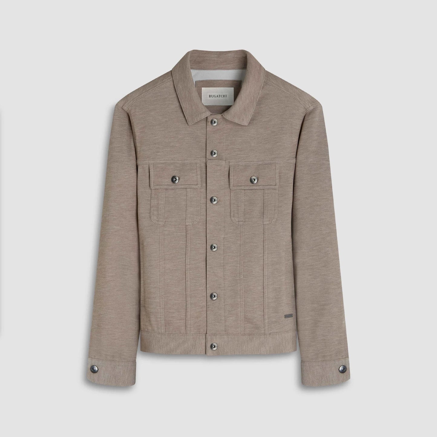 Bugatchi Outerwear Taupe / M Twill-Effect Knit Trucker Jacket