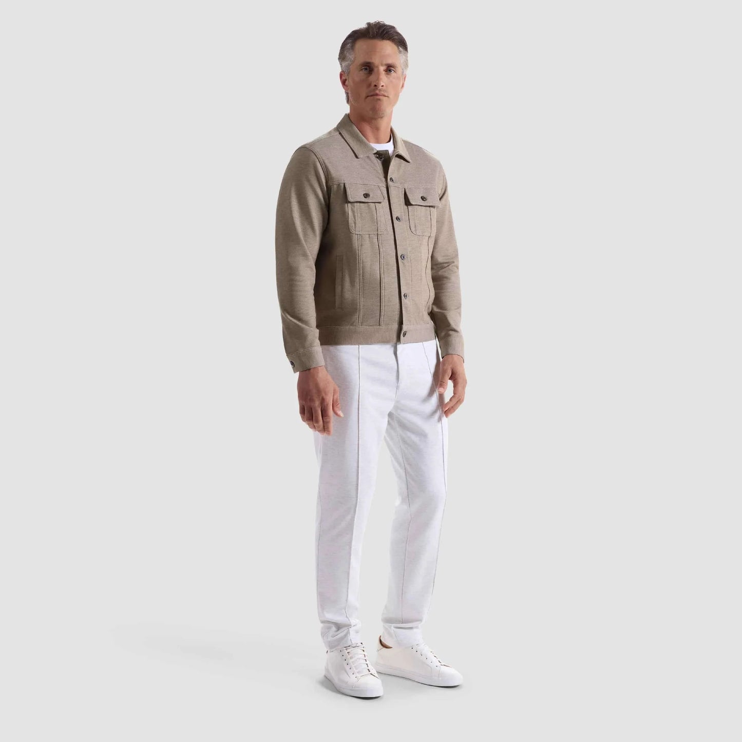 Bugatchi Outerwear Twill-Effect Knit Trucker Jacket