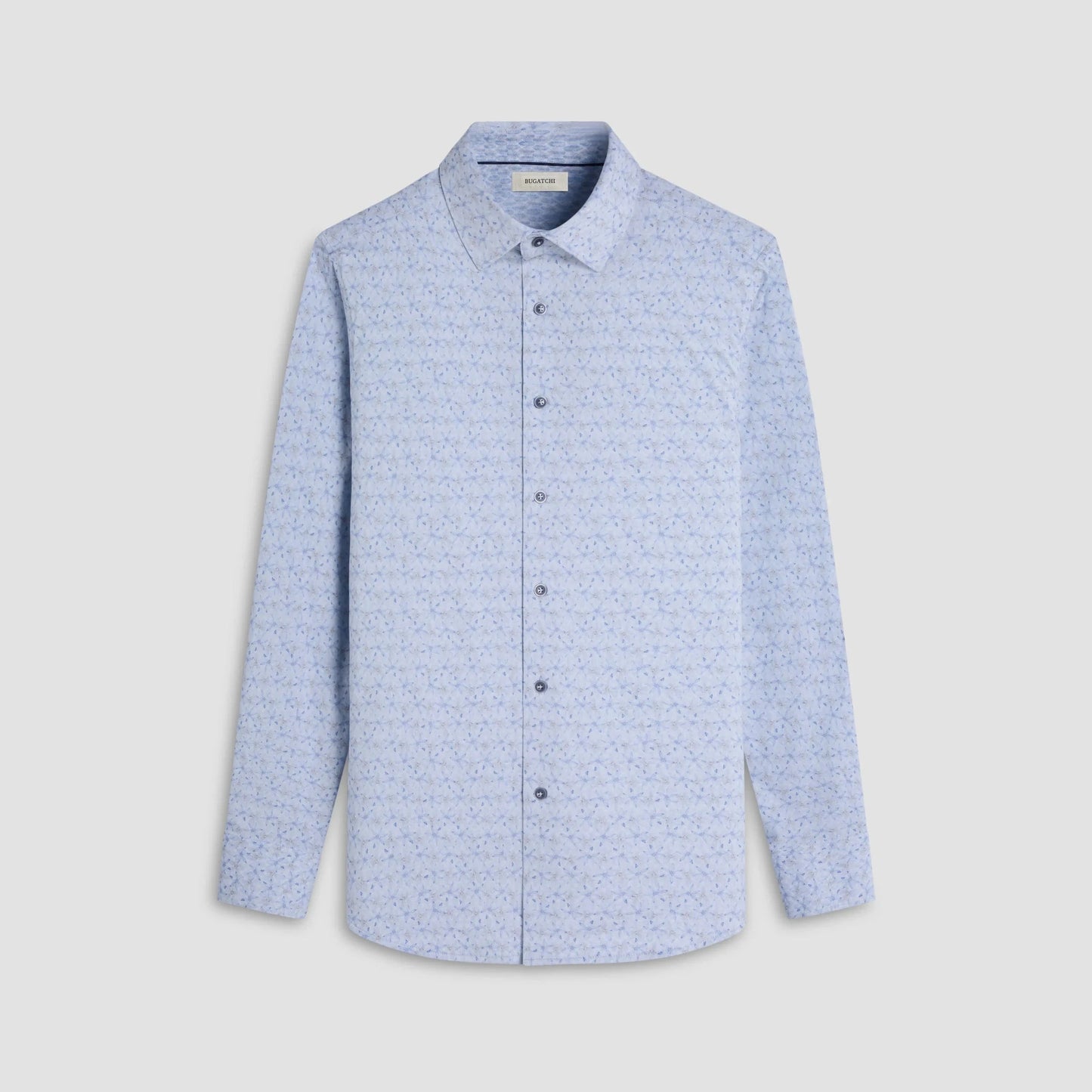 Bugatchi Sport Shirts Jimmy Double-Sided Floral & Feather OoohCotton® Shirt - Air Blue