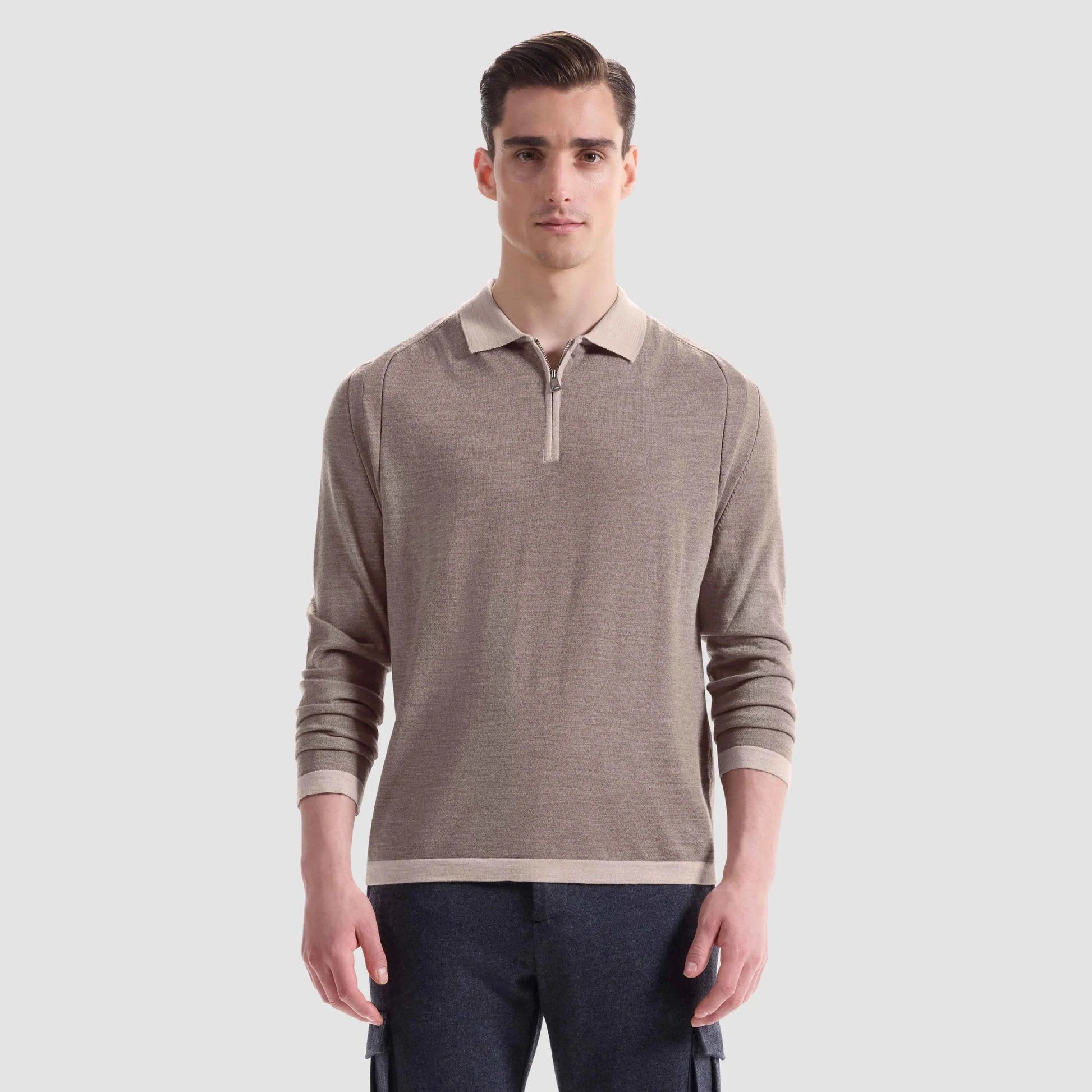Bugatchi Sweaters Melange Quarter Zip Polo Sweater
