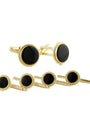 David Donahue Formal Accessories Onyx & Gold plated Sterling Stud Set