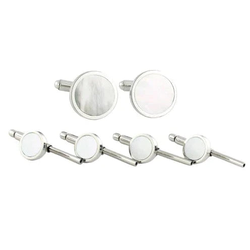 David Donahue Formal Accessories Sterling Silver Mother of Pearl Stud Set