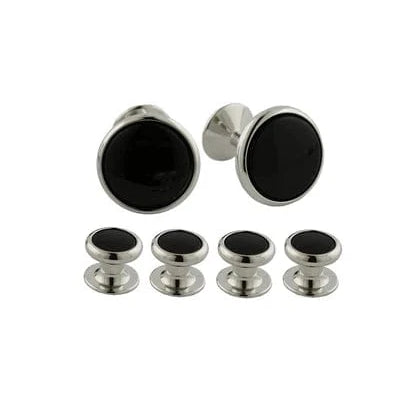 David Donahue Stud Sets Silver Onyx & Brass Stud Set