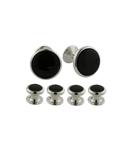David Donahue Stud Sets Silver Onyx & Brass Stud Set