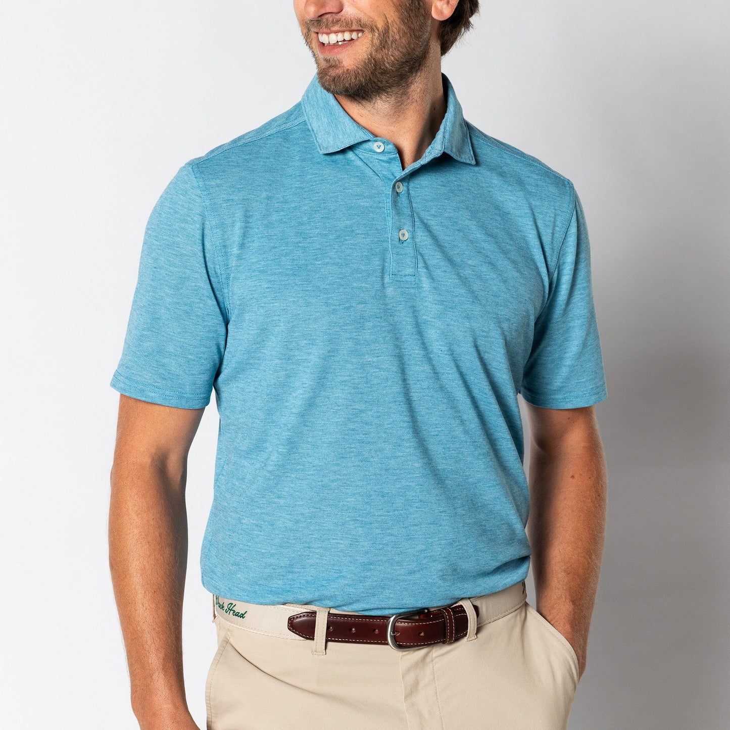 Duck Head Polos Summerford Performance Pique Polo - Sail Blue Heather