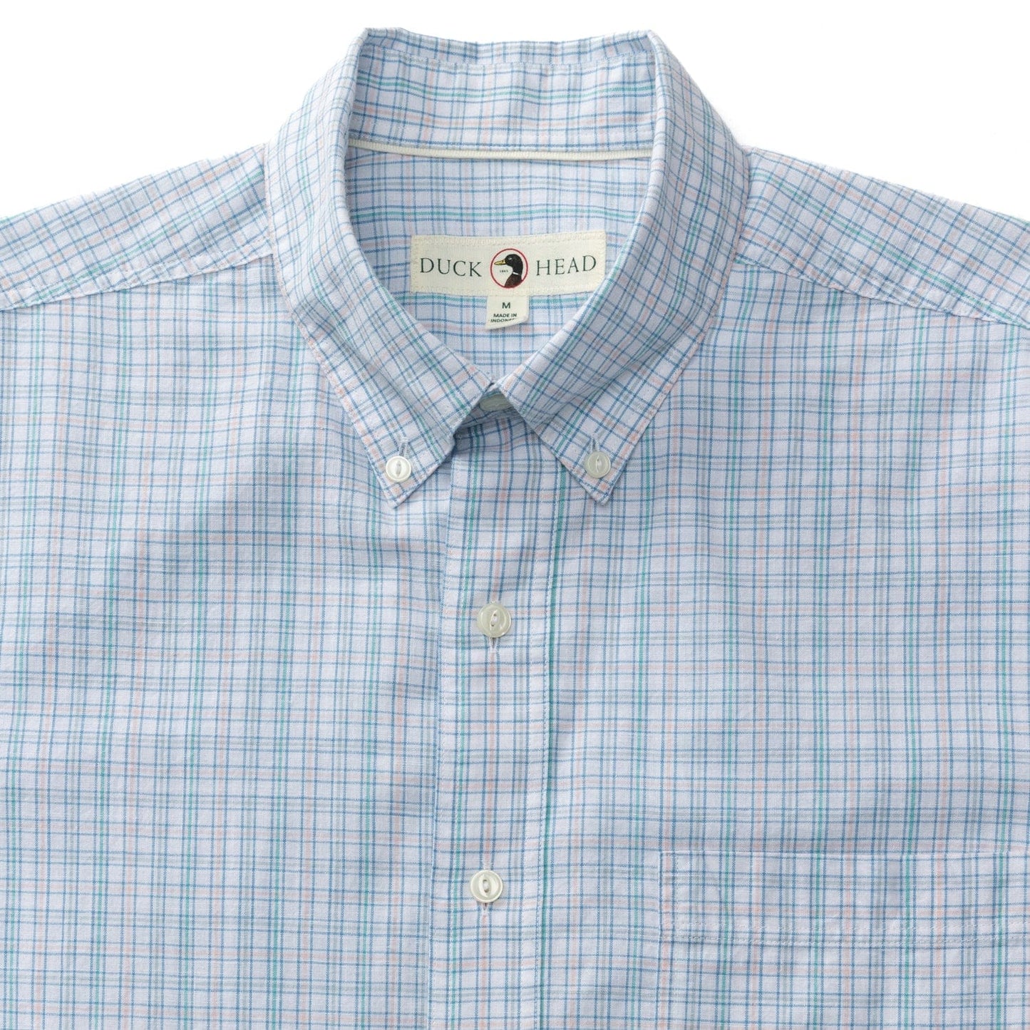 Duck Head Sport Shirts Cotton Slub Sport Shirt - Barlow Plaid in Pastel Pink