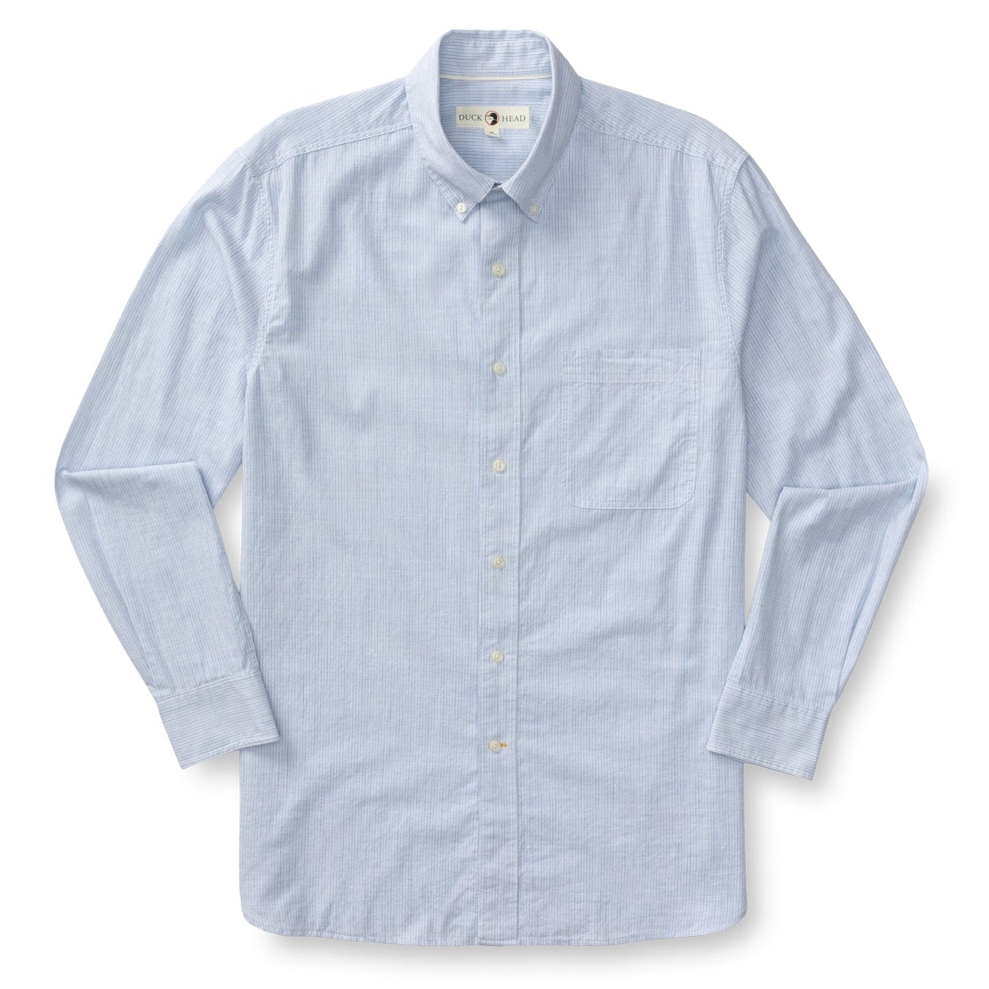Duck Head Sport Shirts Cotton Slub Sport Shirt - Donovan Stripe in Light Blue
