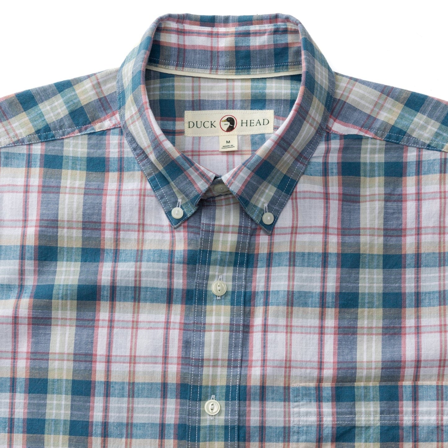 Duck Head Sport Shirts Cotton Slub Sport Shirt - Owens Plaid in Shadow Blue