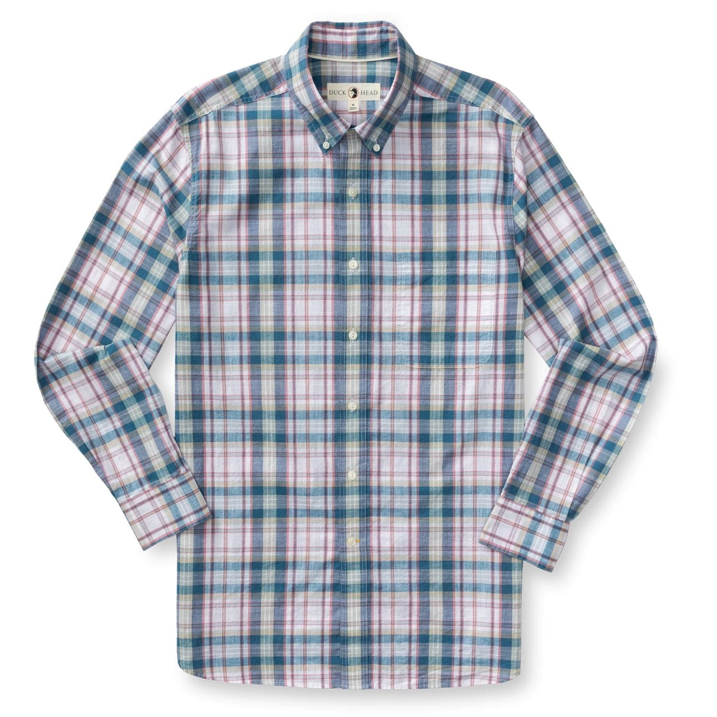 Duck Head Sport Shirts Cotton Slub Sport Shirt - Owens Plaid in Shadow Blue