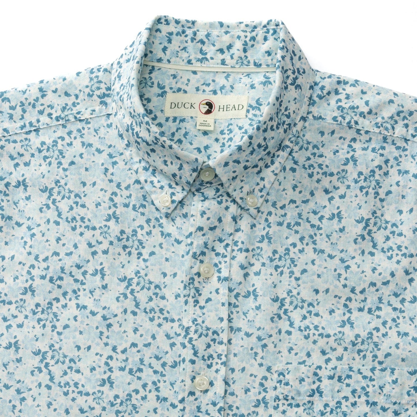 Duck Head Sport Shirts Linen Cotton Oxford Sport Shirt - Brookvine Floral in Light Blue