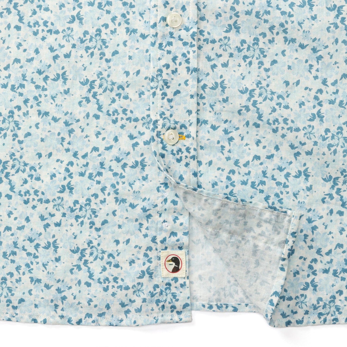 Duck Head Sport Shirts Linen Cotton Oxford Sport Shirt - Brookvine Floral in Light Blue