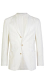 Eleventy Milano Sport Coats Double Stripe Soft Single-Breasted Jacket - Cream