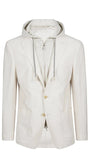 Eleventy Milano Sport Coats Knit Blazer with Hood - Sand/Light Grey