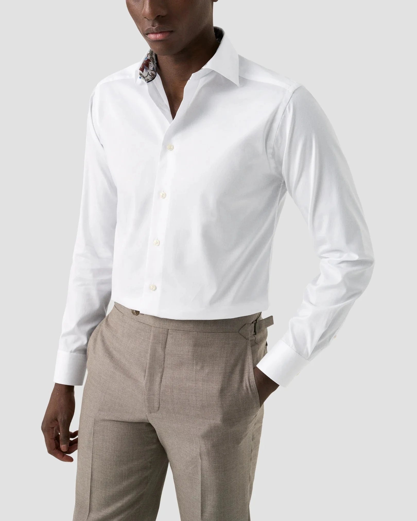 eton dress shirts eton brown and navy minicheck shirt – khakis of carmel main image 1