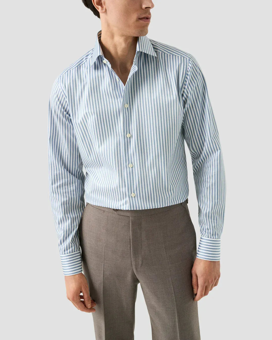 eton slim fit dress shirts Bengal Striped Signature Twill Shirt | Boho Dress V Neck salecollection26 Color:Black and Cabernet Eton dress shirt features