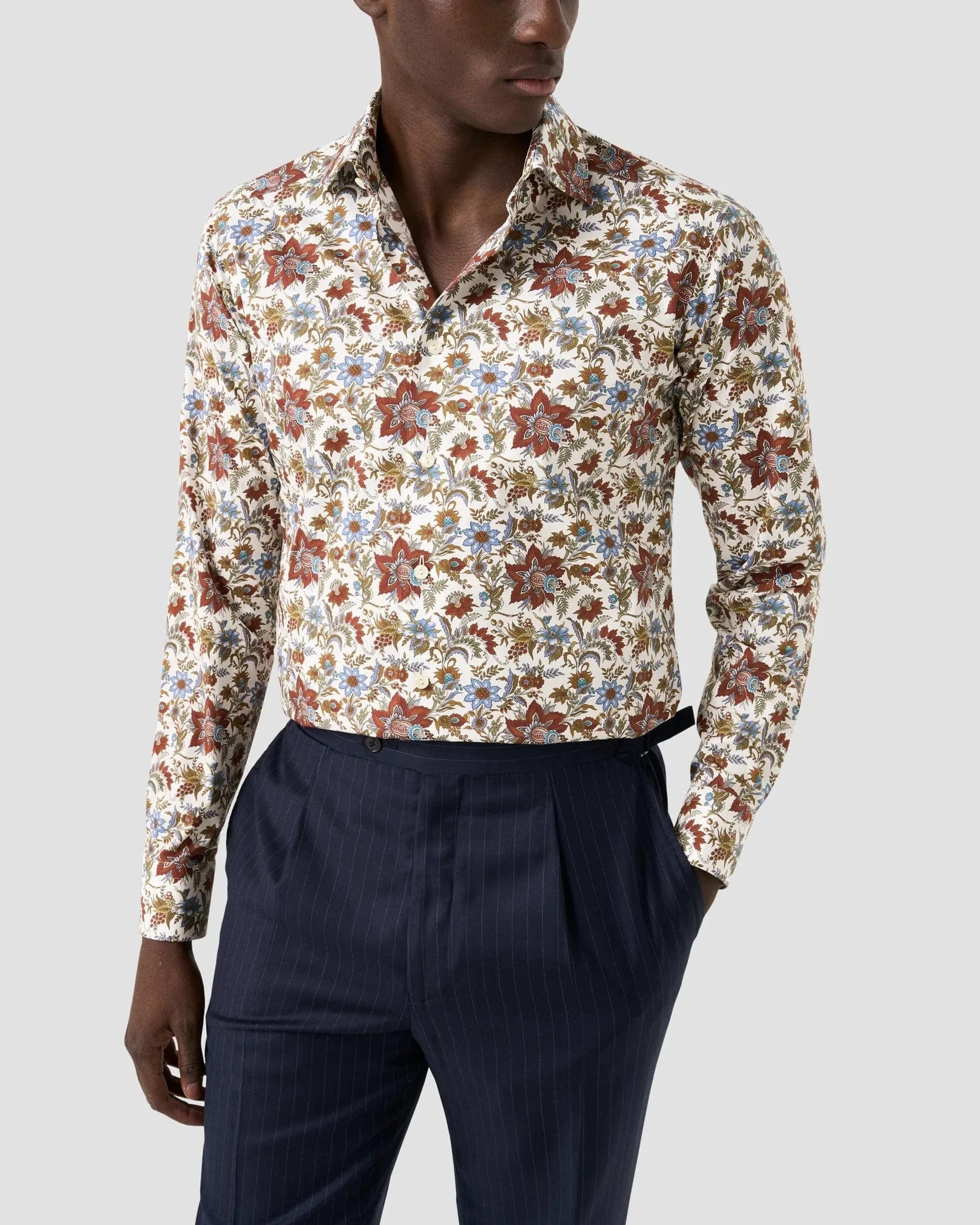 ETON Floral Print Signature Twill Shirt