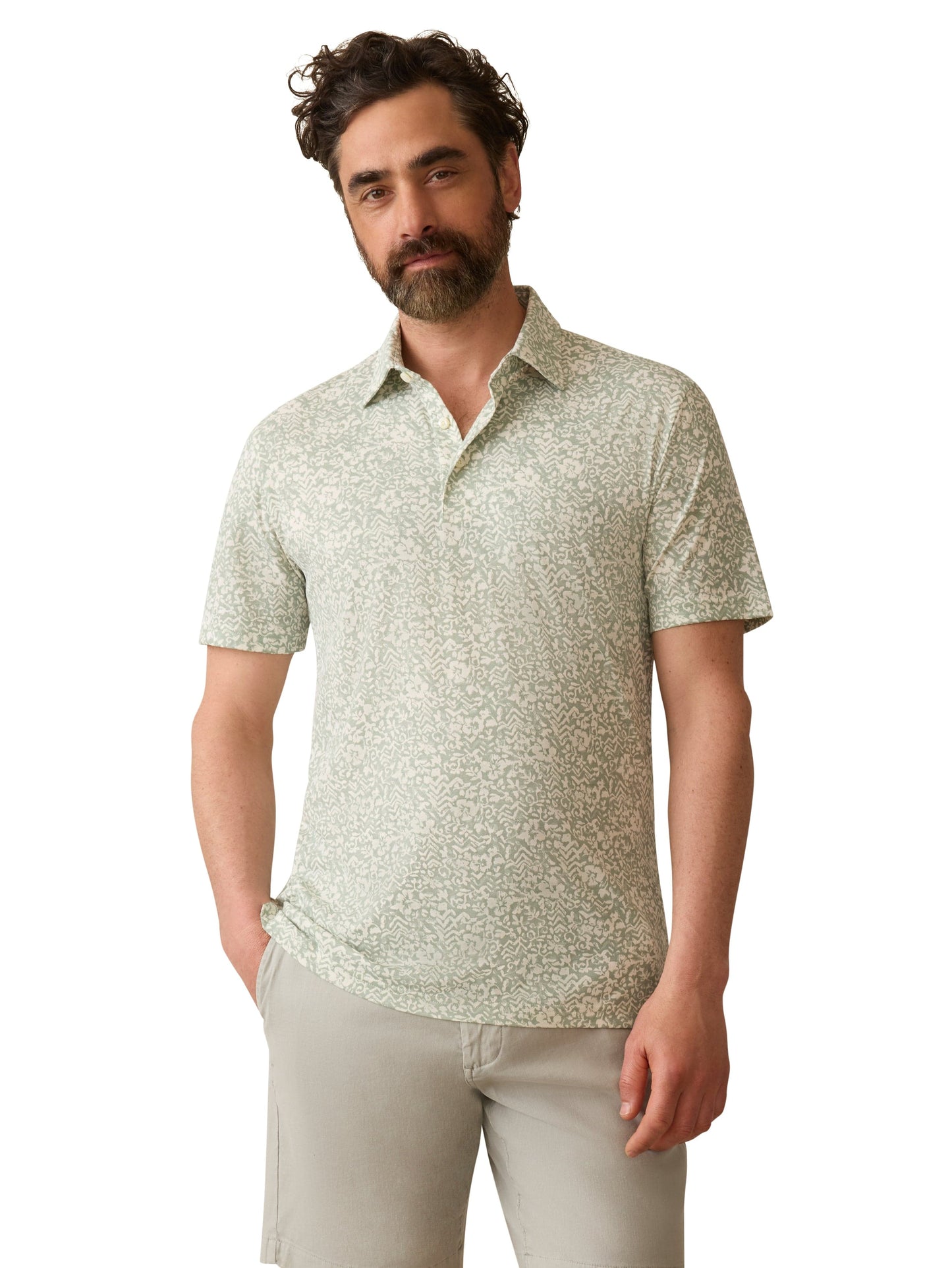 Faherty Polos Short-Sleeve Movement Pique Polo - Dusty Sage Hilo