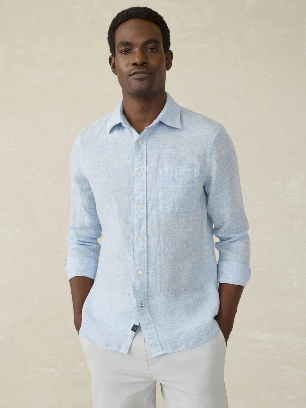 Faherty Sport Shirts light blue melange / M Laguna Linen Shirt