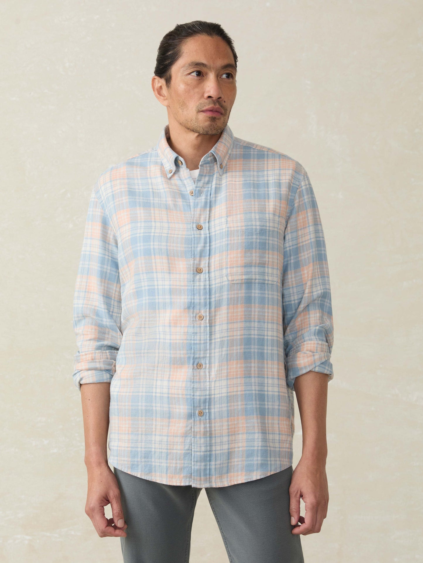 Faherty Sport Shirts Long-Sleeve Breeze Shirt - Coral River Plaid