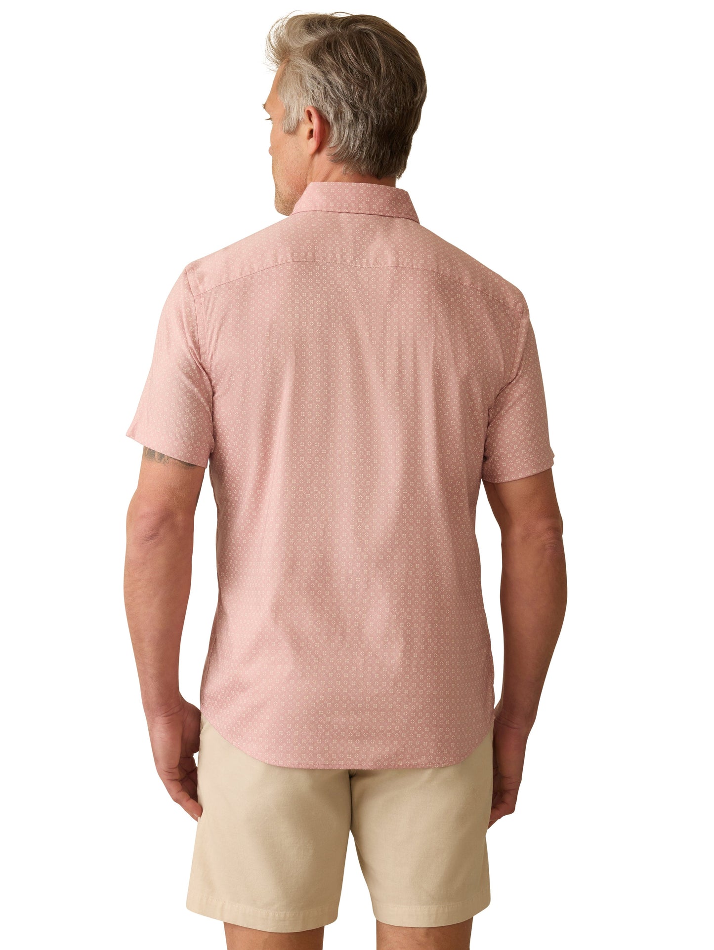 Faherty Sport Shirts Short Sleeve Movement Monterey Shirt - Mauve Blossom Geo