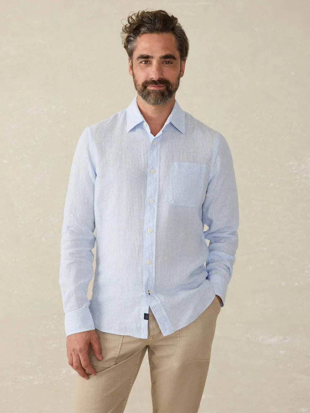 Faherty Sport Shirts Summer Classic Stripe / M Laguna Linen Shirt