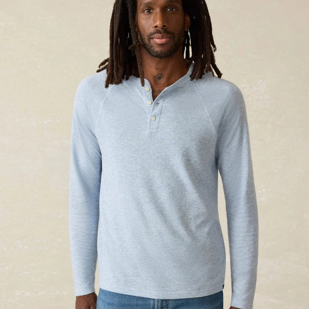 Faherty T-Shirts Light Blue Heather / S Long-Sleeve Cloud Henley