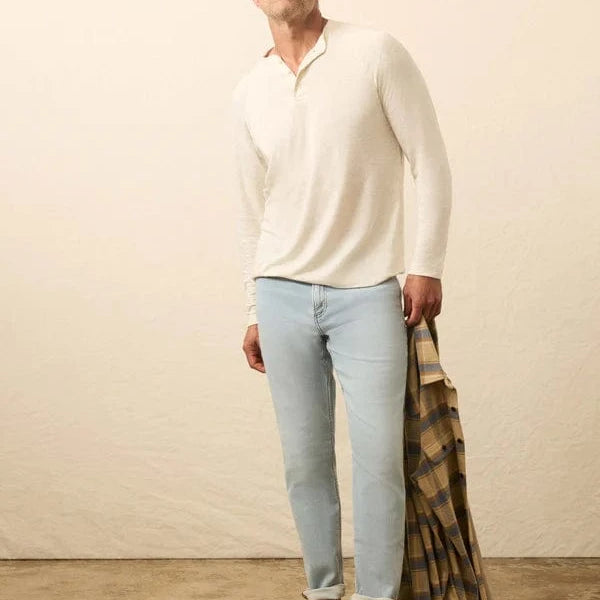 Faherty T-Shirts Long-Sleeve Cloud Henley - Ivory Heather