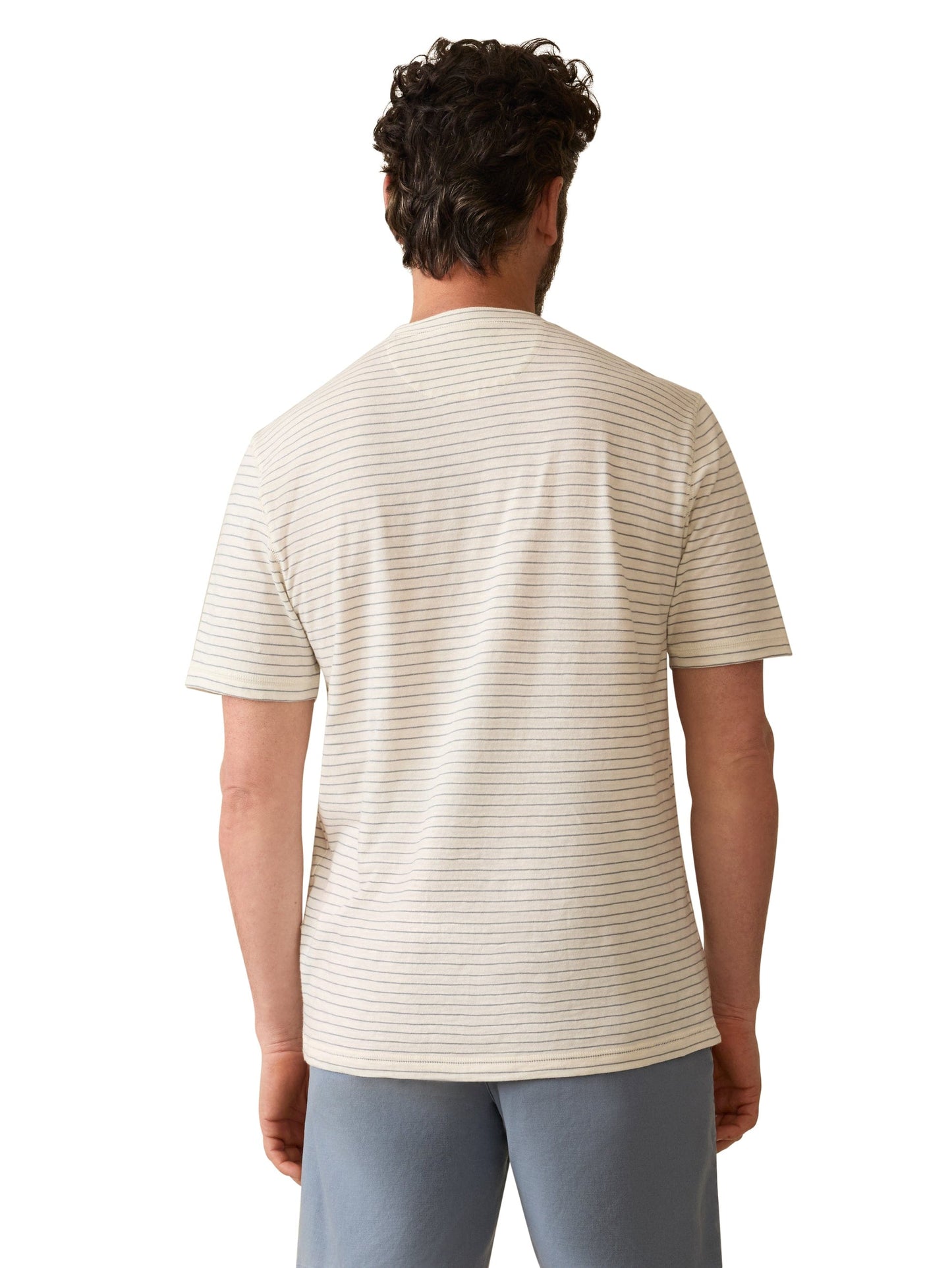Faherty T-Shirts Short-Sleeve Sunwashed Henley - Cream Flint Stripe