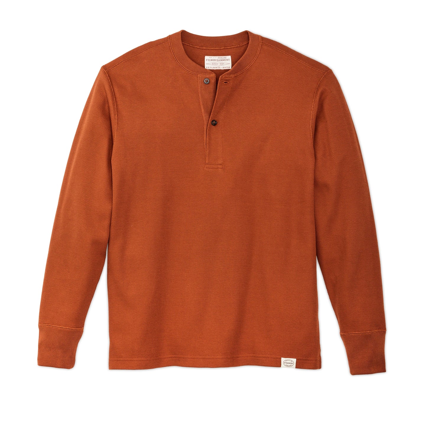 Filson Sport Shirts Waffle Knit Henley- Rust