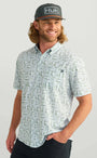 Huk Sport Shirts Kona Button-Down - Fog Green Fish Dot