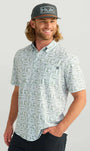 Huk Sport Shirts Kona Button-Down - Fog Green Fish Dot