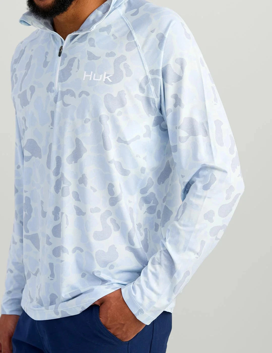 HUK Sweaters Sky Camo / S Airweight KC 1/4 Zip