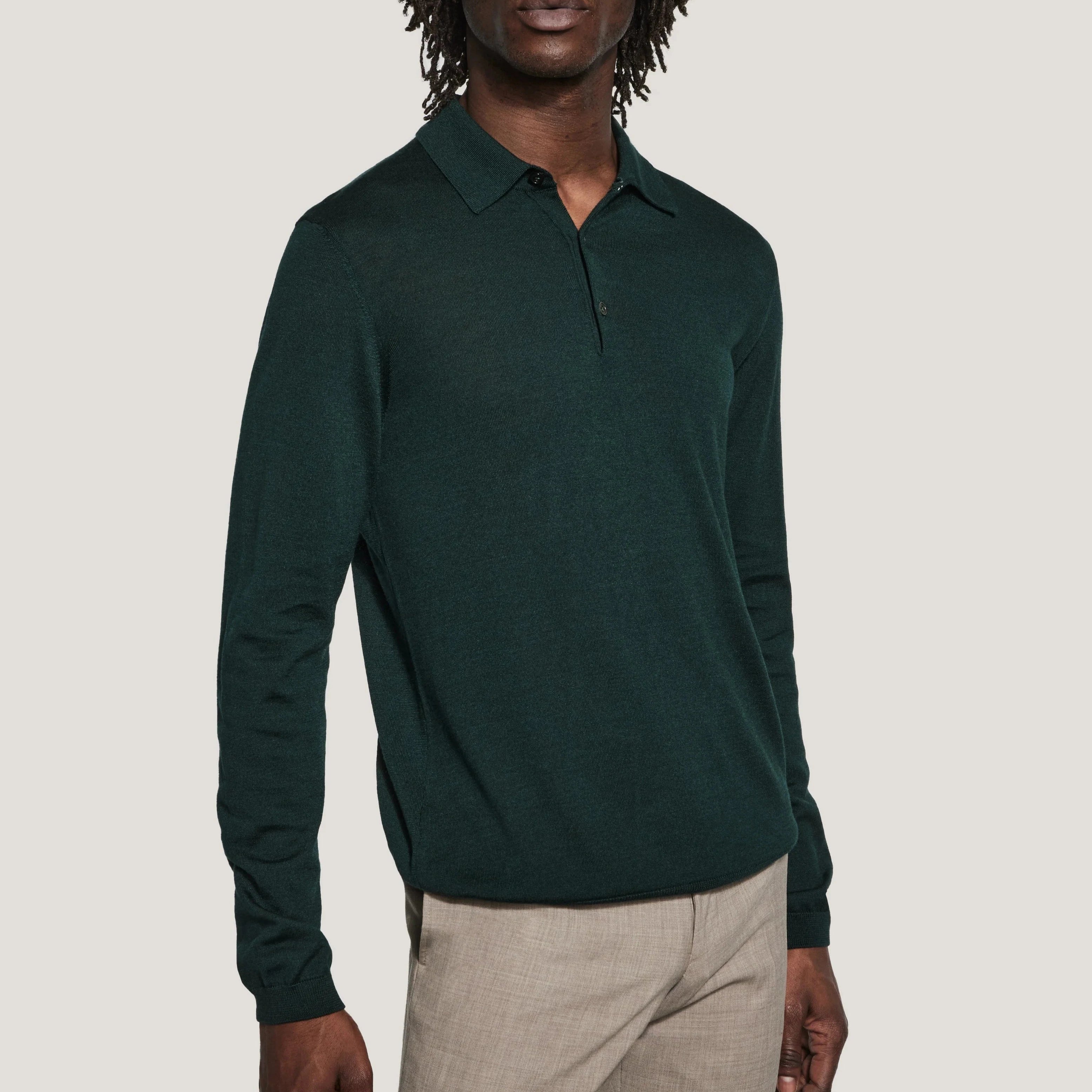 Jack Victor Limited Polos FORREST GREEN / M Long Sleeve Polo