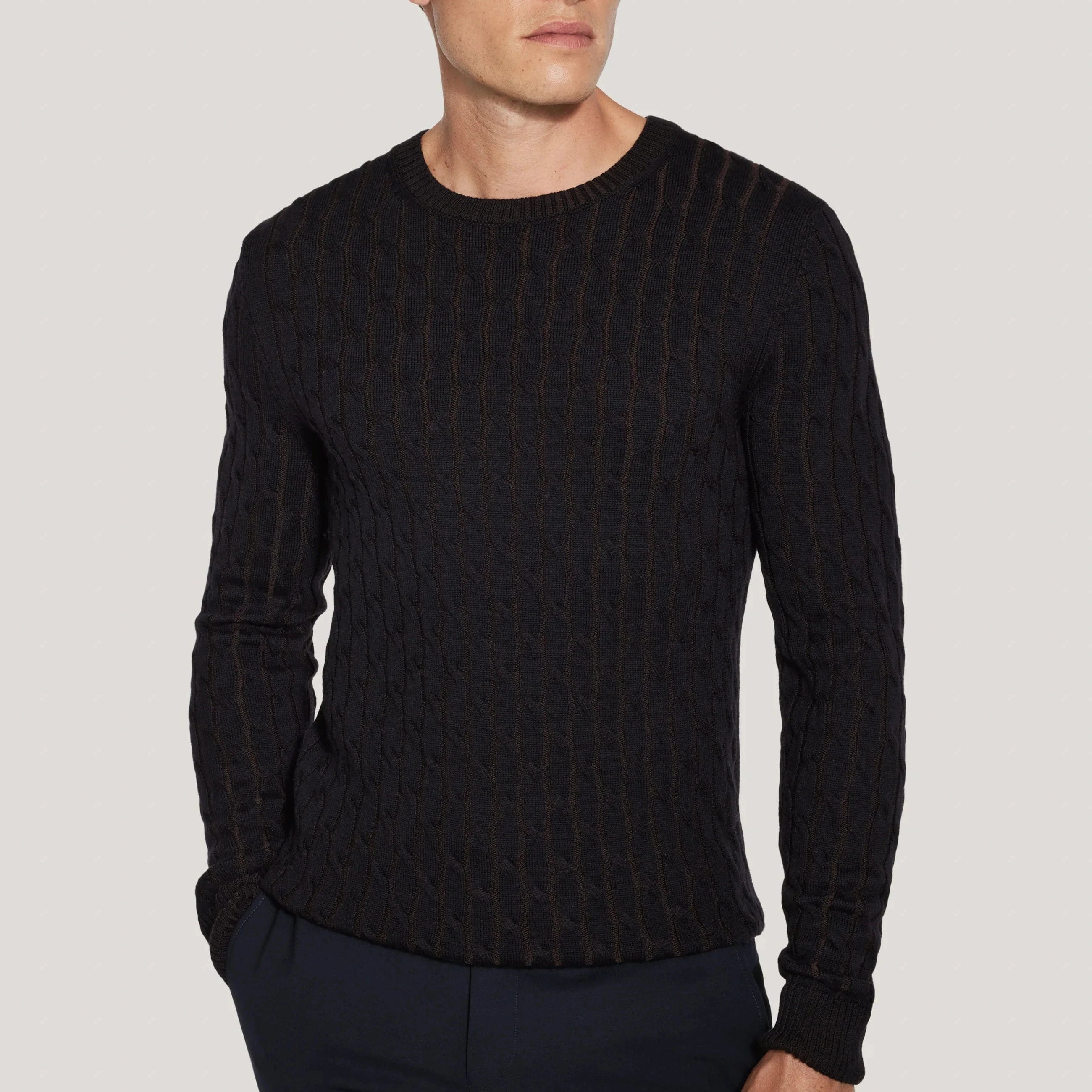 Jack Victor Limited Sweaters Navy / S Cable Crew Neck