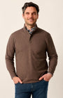 Johnnie-O 1/4 Zip Bison / S Rubin Herringbone Cotton Cashmere 1/4 Zip Pullover