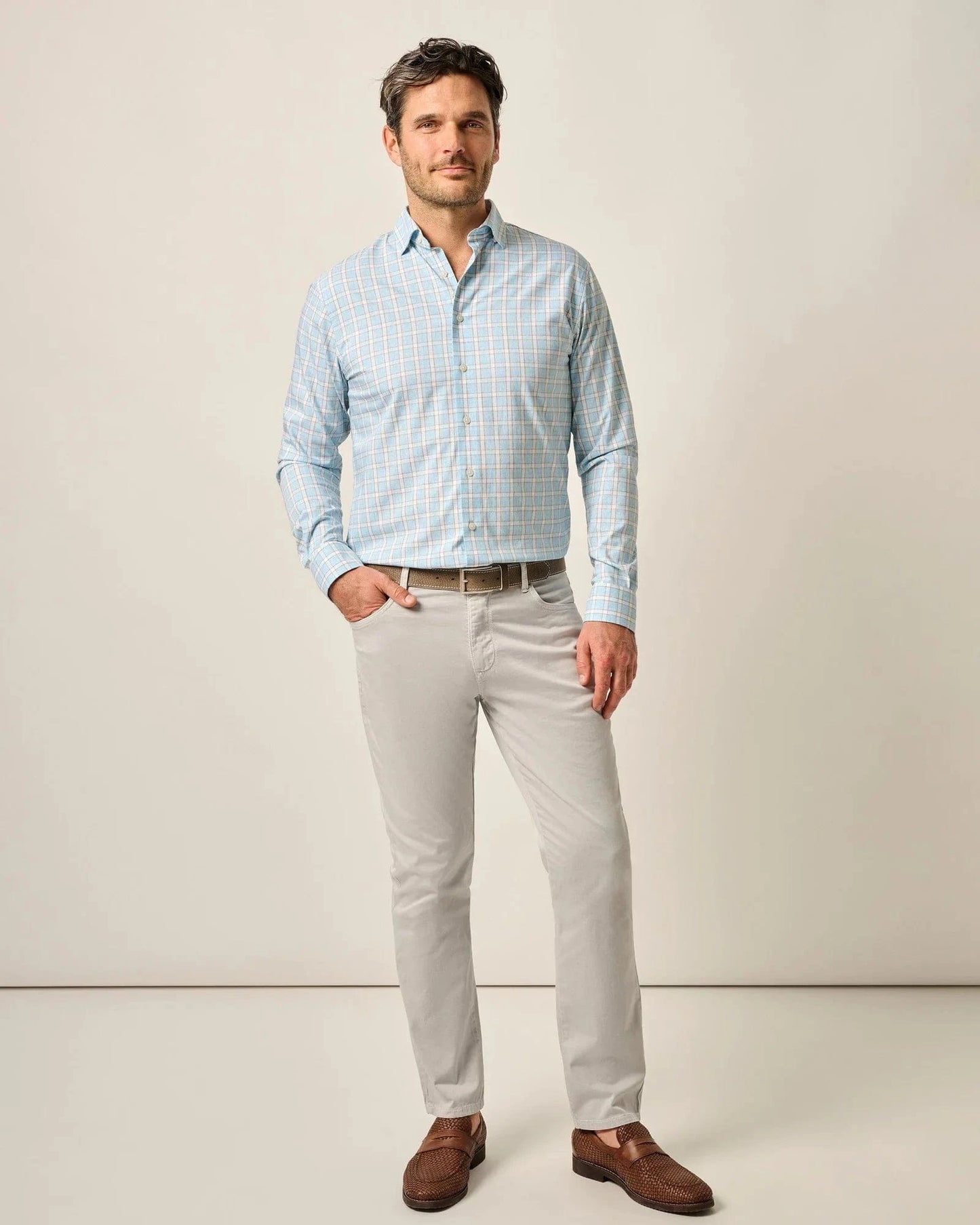 Johnnie-O 5-Pockets Chrome / 34x30 Carmel Sateen 5-Pocket Pants