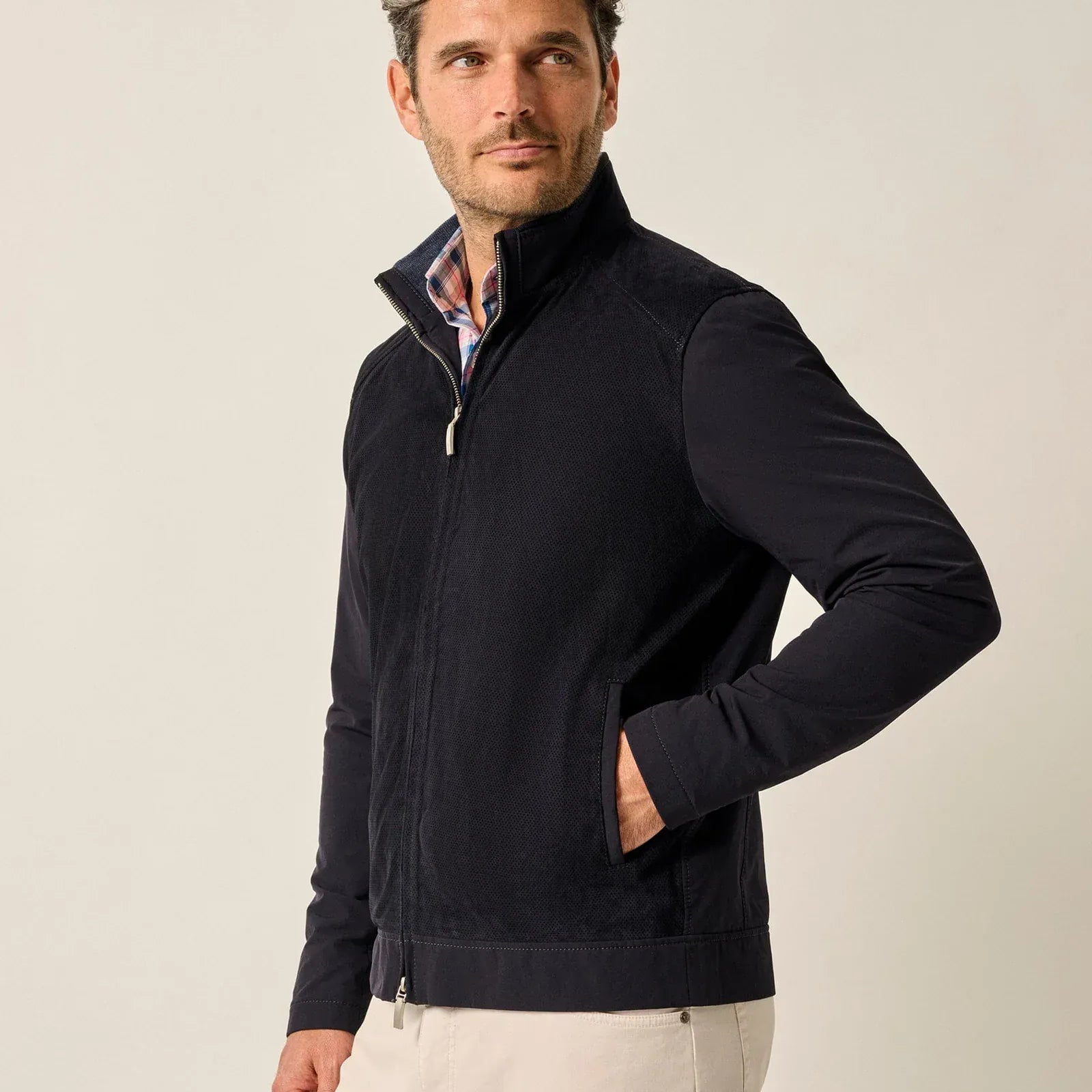 Johnnie-O Jackets Agnelli Suede Mixed Media Jacket