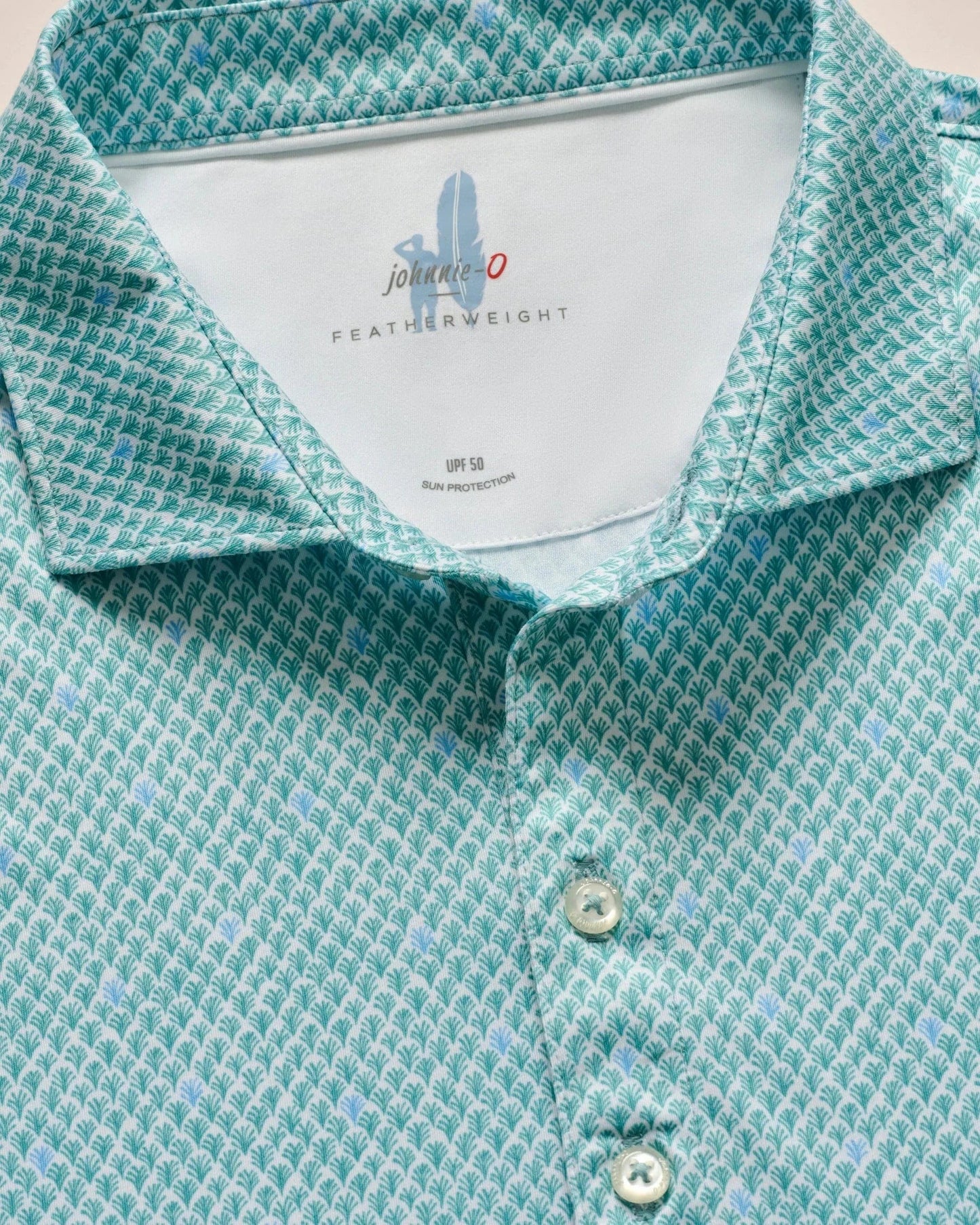Johnnie O Polos Fernando Print Featherweight Polo - Green Grass