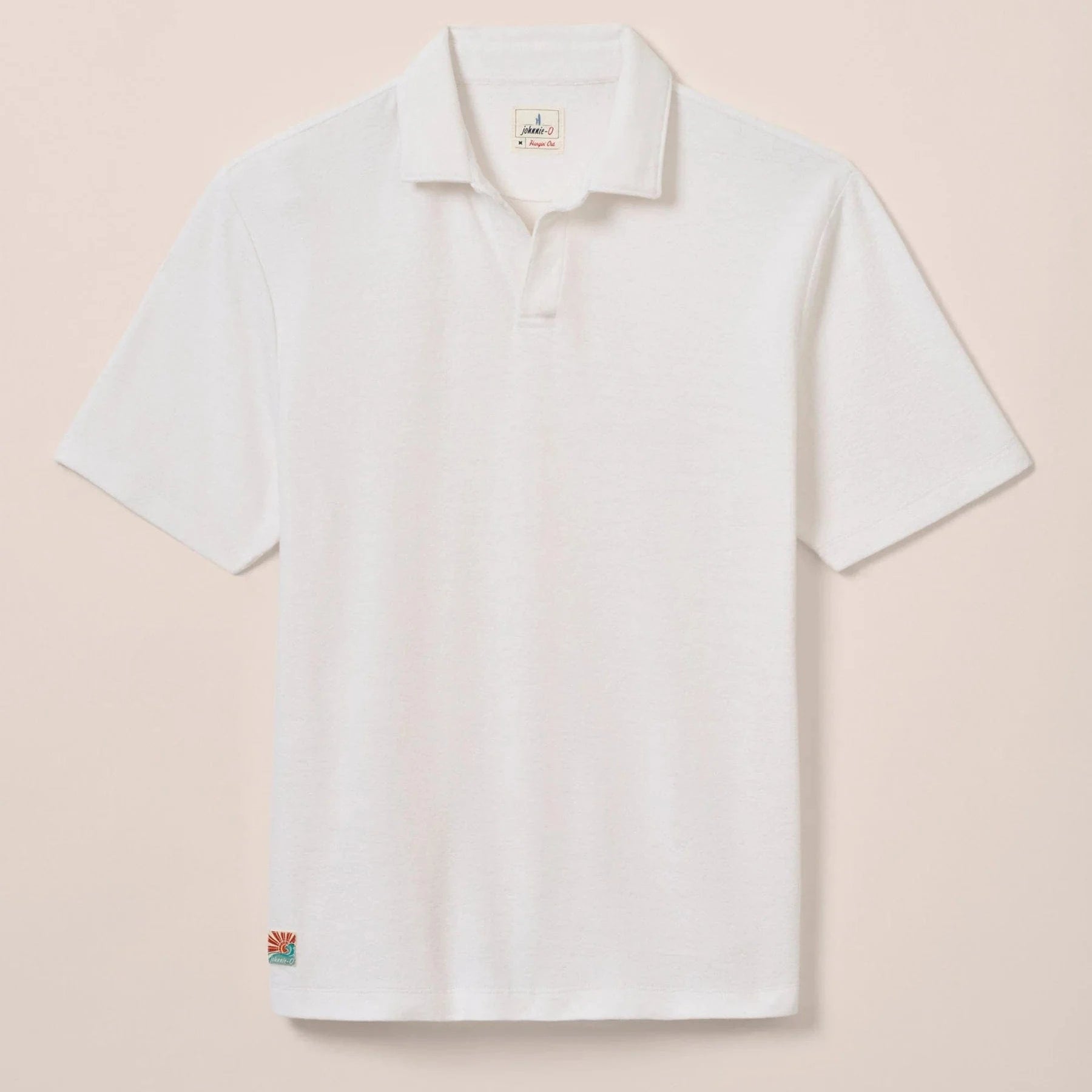 Johnnie O Polos Frankie French Terry Johnny Collar Polo - White