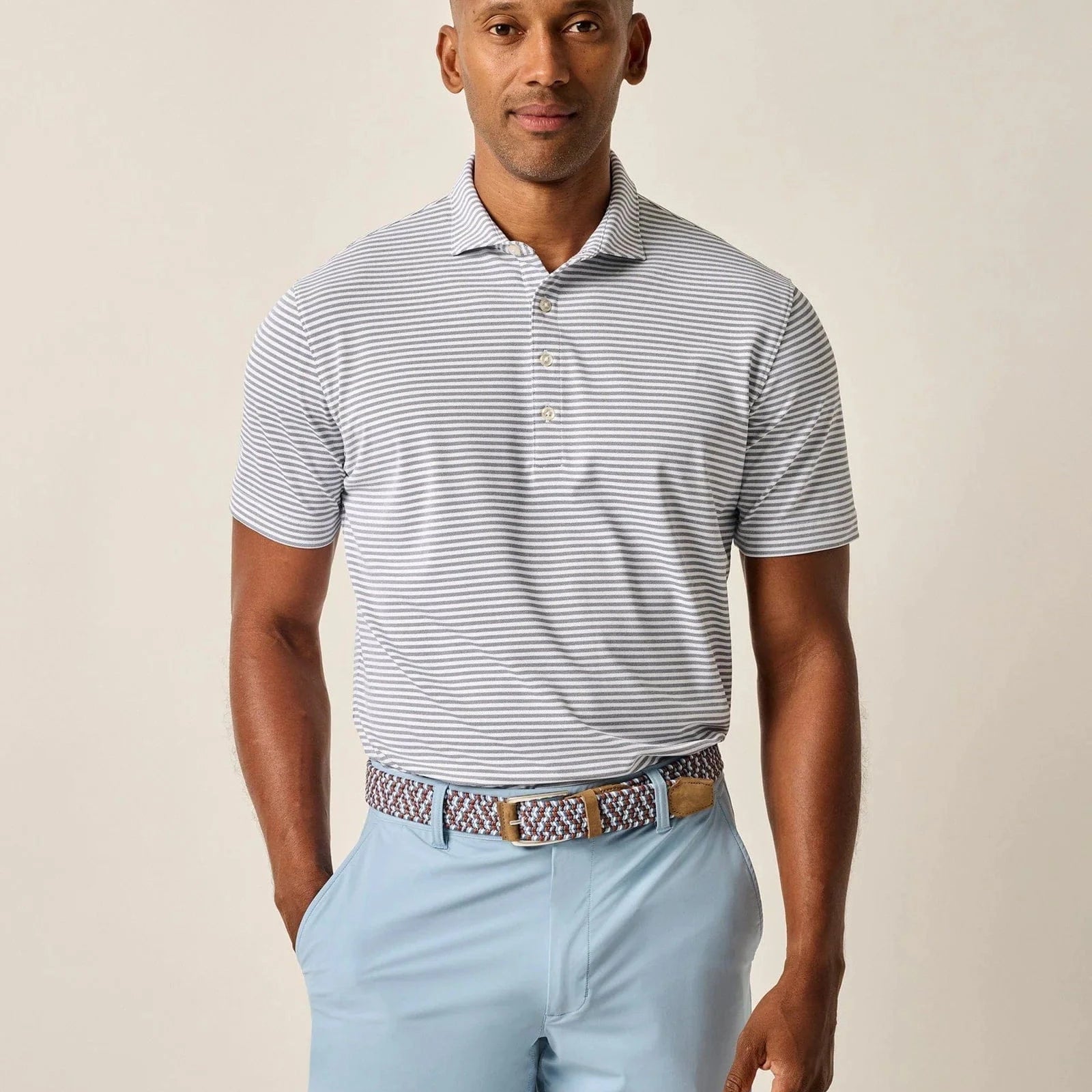 Johnnie-O Polos NAVY / S Performance Mesh Polo - Stetson Stripe