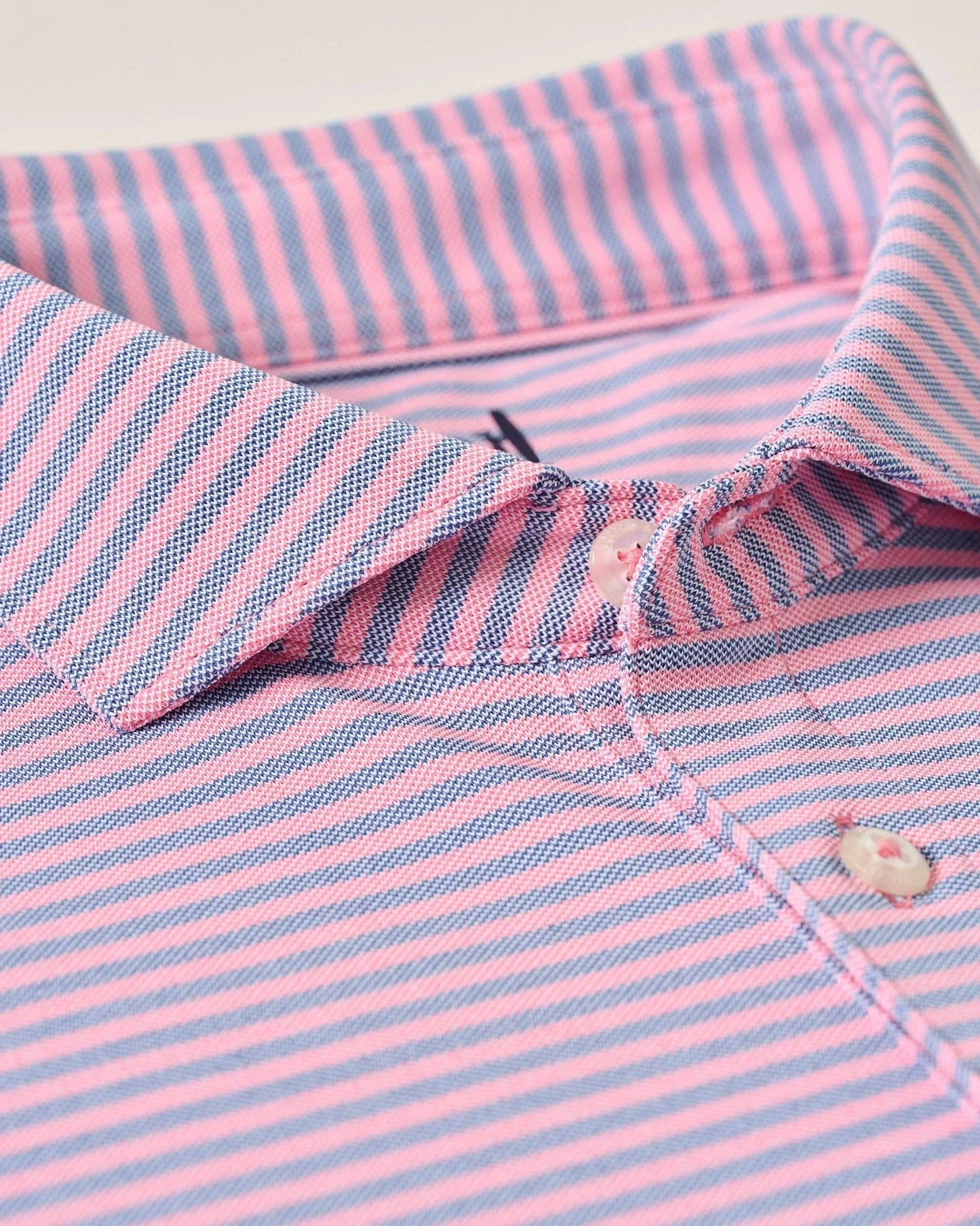Johnnie O Polos Performance Mesh Polo - Stetson Stripe in Azalea