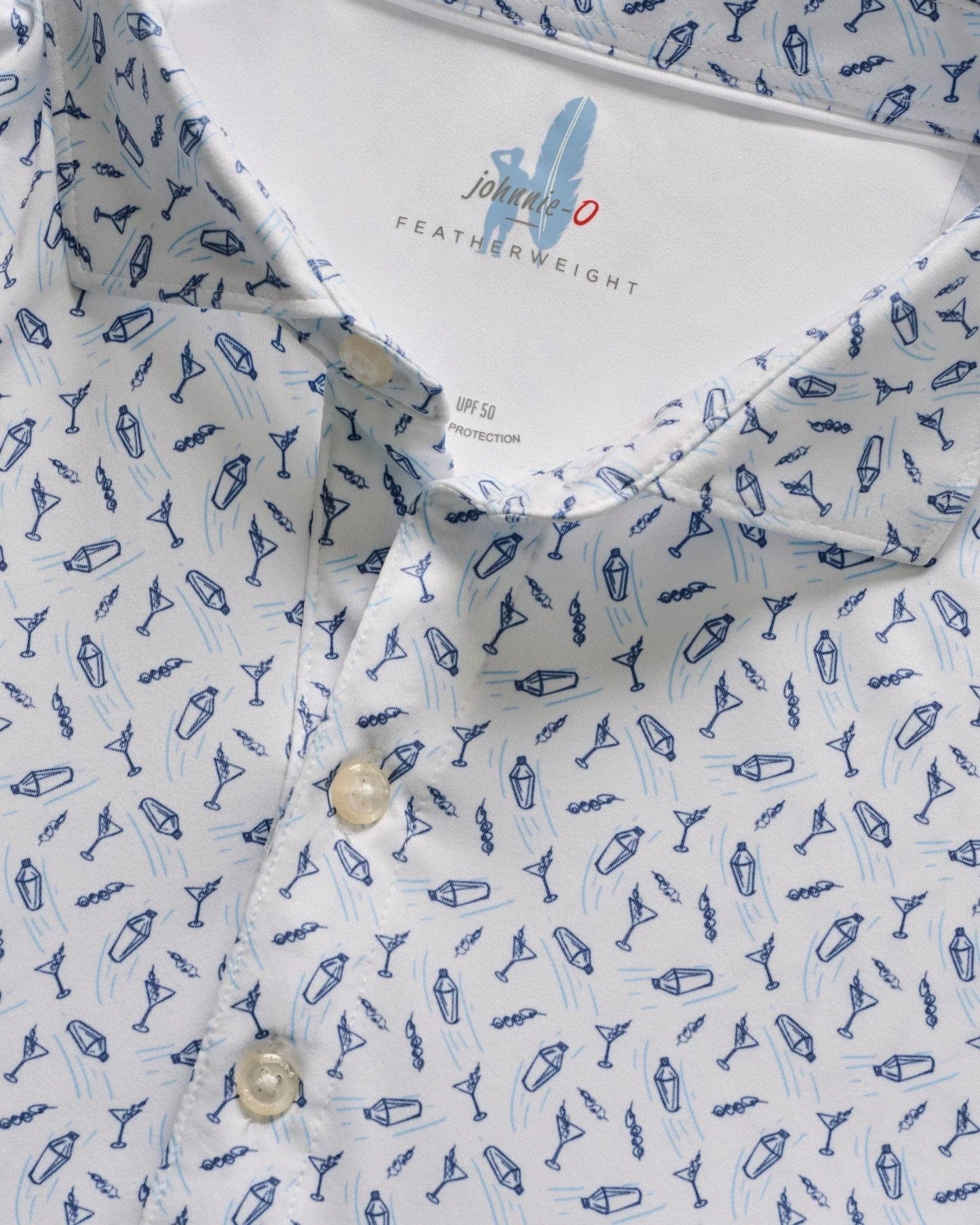 Johnnie O Polos Tini Print Featherweight Polo - Lake