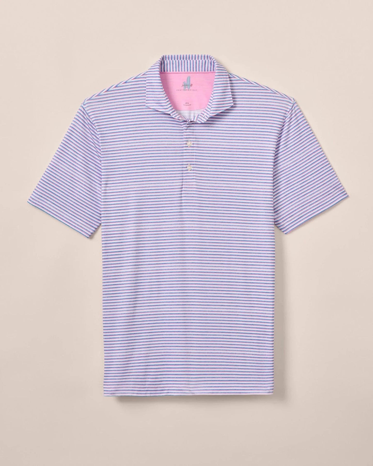 Johnnie O Polos Warwick Stripe Featherweight Polo - Porto Pink
